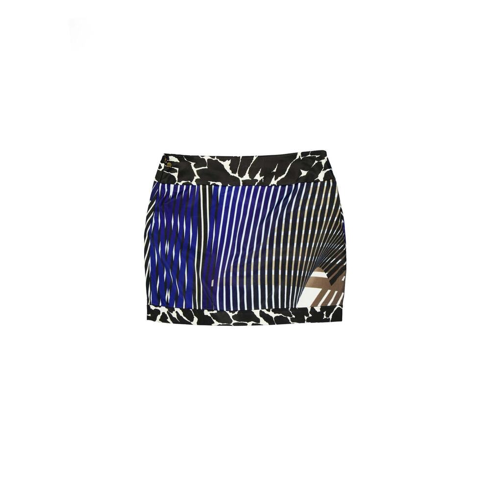 Just Cavalli Blue Black Geometric Abstract Print Mini Skirt Sz. 42